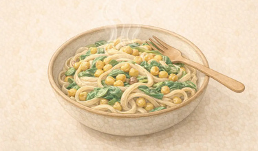 5-Ingredient Creamy Chickpea Spinach Pasta - фото