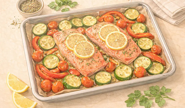 Lemon Herb Salmon with Roasted Vegetables - фото
